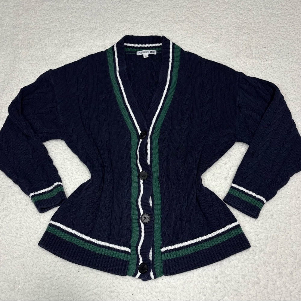 Uniqlo x JW Anderson Women Blue Chunky Knit V-neck Button Cardigan
